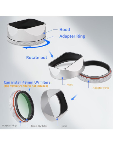 Capucha de Lente Metálica Cuadrada Haoge LH-X54W para Fujifilm X100VI/X100V