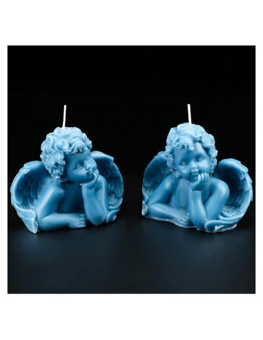 2 Velas Aromáticas de Cera de Soya Nuanchu - Diseño Ángel Azul Lago
