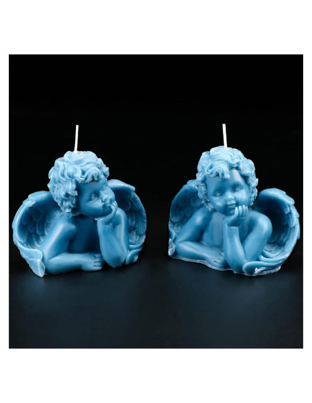 2 Velas Aromáticas de Cera de Soya Nuanchu - Diseño Ángel Azul Lago