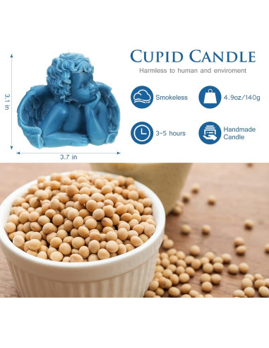 2 Velas Aromáticas de Cera de Soya Nuanchu - Diseño Ángel Azul Lago