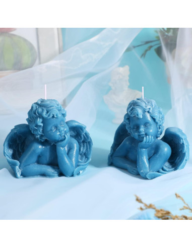 2 Velas Aromáticas de Cera de Soya Nuanchu - Diseño Ángel Azul Lago