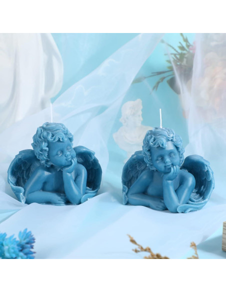 2 Velas Aromáticas de Cera de Soya Nuanchu - Diseño Ángel Azul Lago