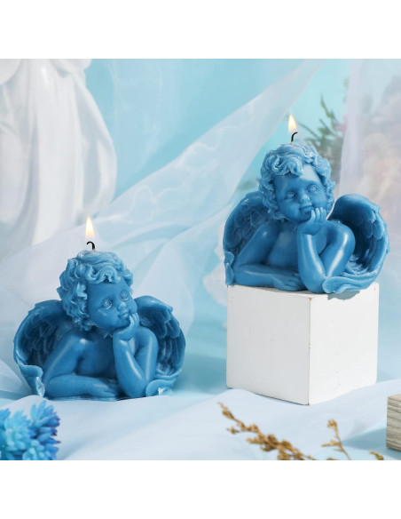 2 Velas Aromáticas de Cera de Soya Nuanchu - Diseño Ángel Azul Lago