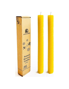 Juego de Velas de Cera de Abeja Lacaser Amarillo 2 Piezas 22.86 cm