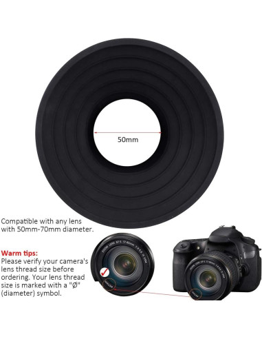 Funda de lente Easy Hood 50mm para cámaras Nikon Canon Sony
