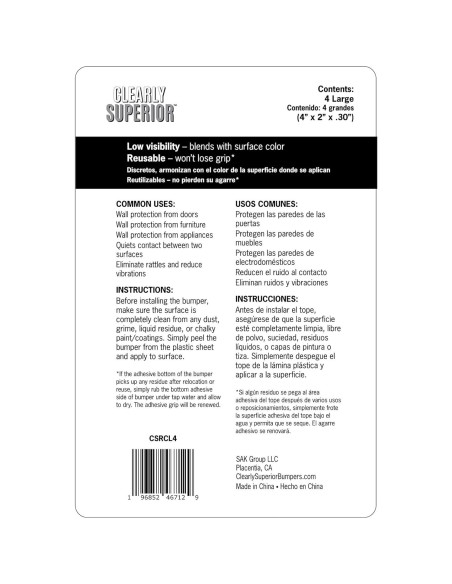 Protectores de Pared Rectangulares SAK - Paquete de 4 Unidades