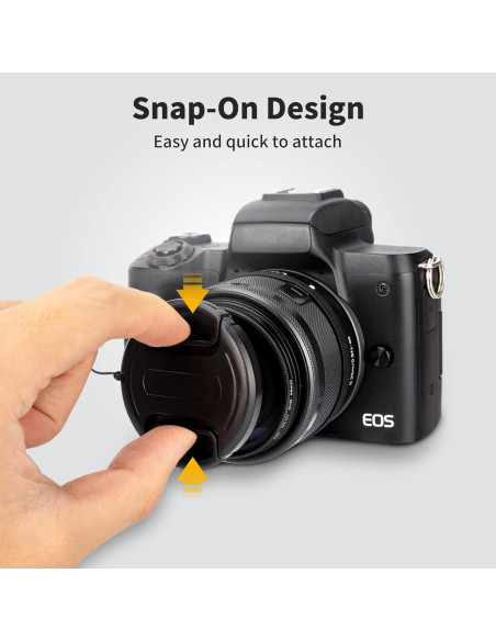 Tapa de lente JJC 49mm con cierre central para cámaras DSLR