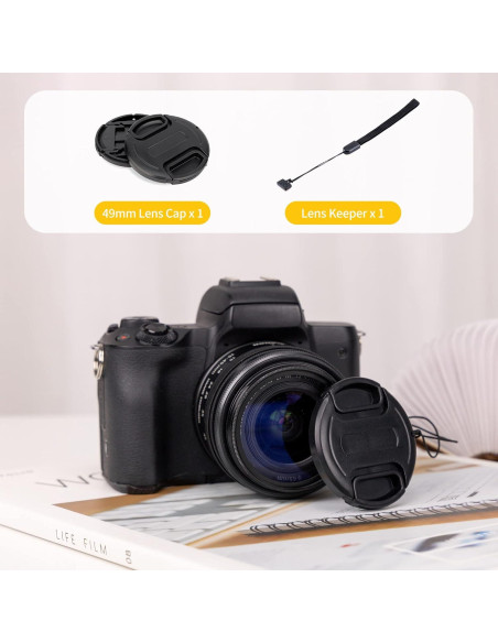 Tapa de lente JJC 49mm con cierre central para cámaras DSLR