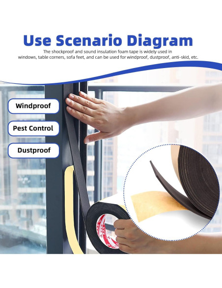 Cinta de Aislamiento de Espuma Glarks 75mm x 3mm x 10m con Tijeras