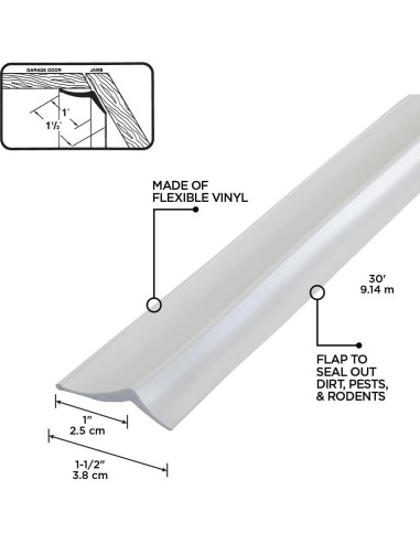 Sello Superior y Lados de Puerta de Garaje M-D 9.14m Vinilo Blanco