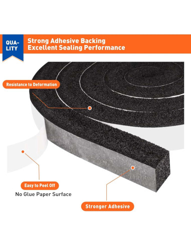 MAGZO Burlete de Espuma Aislante 1" x 1" x 8m - 4 Rollos