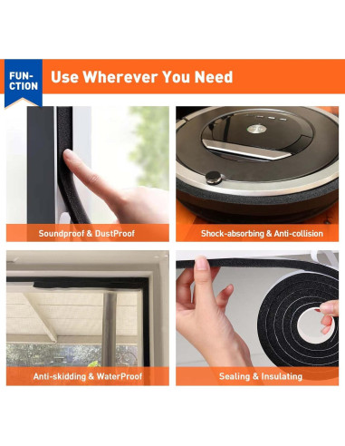 MAGZO Burlete de Espuma Aislante 1" x 1" x 8m - 4 Rollos