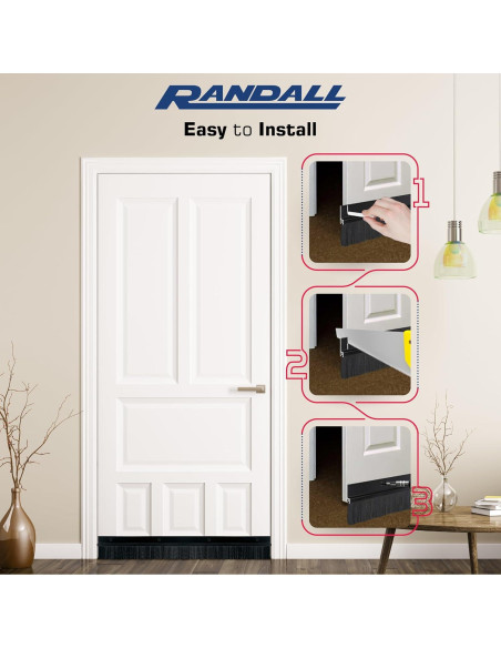 Barrera de Puerta de Aluminio Negro 3 FT Randall - Sello Cepillo