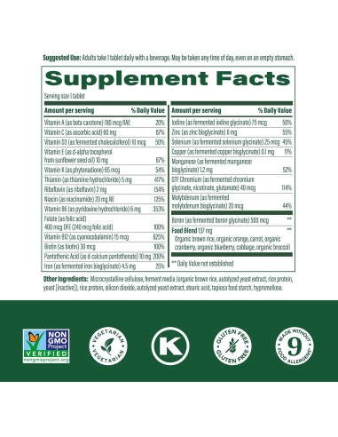 MegaFood Multivitamina Diaria 30 Tabletas - Soporte Inmunológico