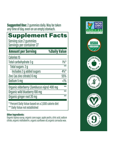 Gominolas Veganas de Elderberry MegaFood - 54 Gominolas