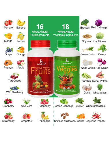 Suplemento Natural de Frutas y Verduras JulyDeer - 180 Cápsulas