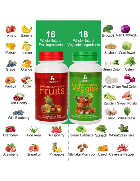 Suplemento Natural de Frutas y Verduras JulyDeer - 180 Cápsulas