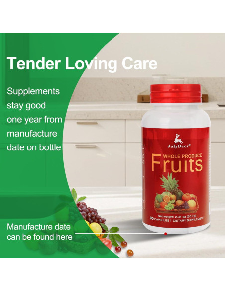 Suplemento Natural de Frutas y Verduras JulyDeer - 180 Cápsulas