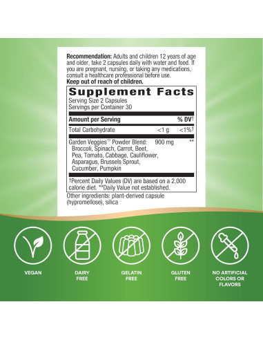 Cápsulas Veganas de Verduras Nature's Way, 60 Unidades, 900 mg