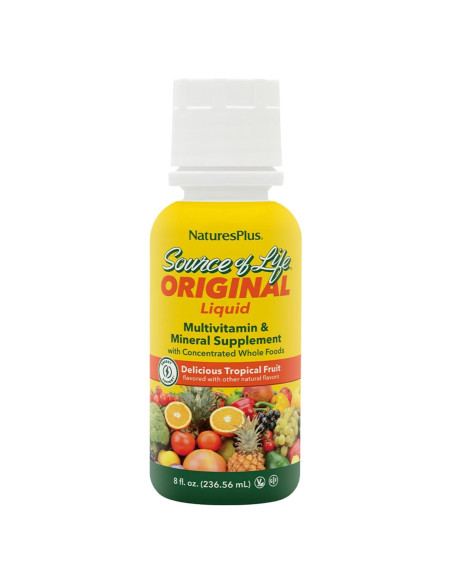 Suplemento Multivitamínico Líquido Natures Plus Fuente de Vida 236.6 ml - Sin Gluten, Vegetariano