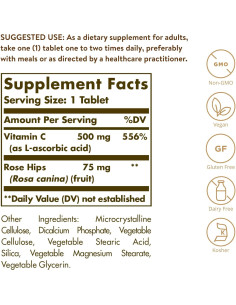 Vitamina C 500 mg Solgar con Rosa Mosqueta 250 Tabletas 2