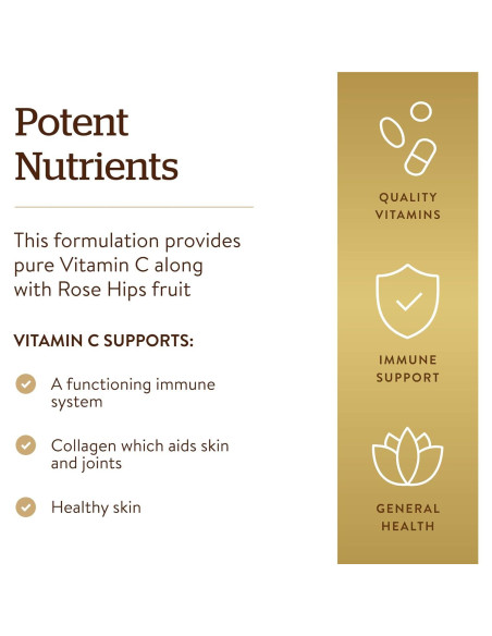 Vitamina C 500 mg Solgar con Rosa Mosqueta 250 Tabletas