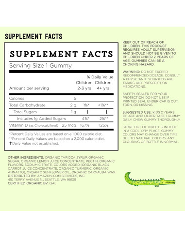 Gominolas Orgánicas Vitamina D3 Mama Bear 25 mcg 80 Unidades