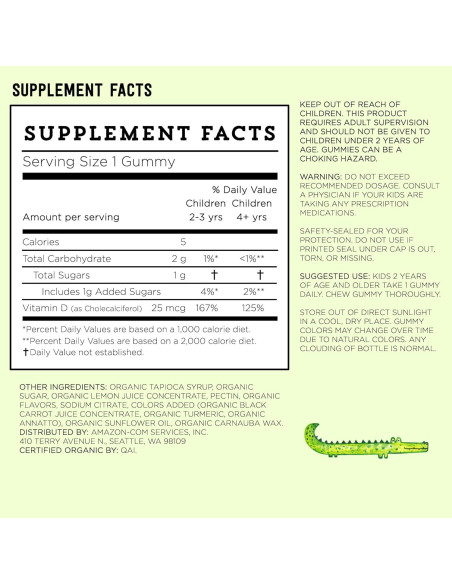 Gominolas Orgánicas Vitamina D3 Mama Bear 25 mcg 80 Unidades Gominolas Orgánicas Vitamina D3 Mama Bear 25 mcg 80 Unidades