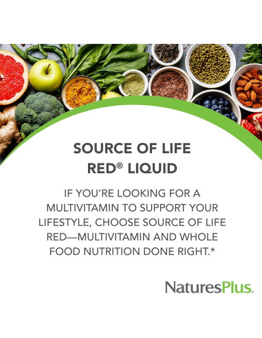 Multivitamina Líquida Natures Plus Fuente de Vida Roja - 887 ml x 2 - Energía y Soporte Inmunológico