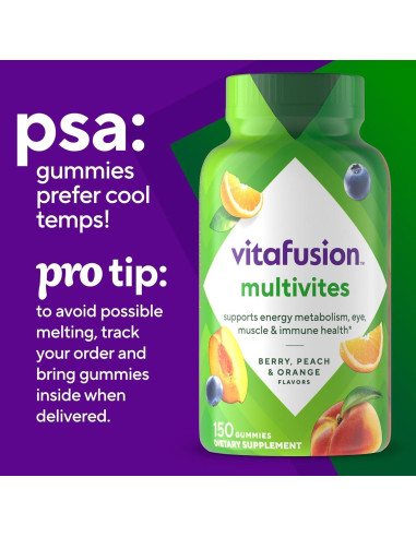 Vitafusion Multivitaminas Gummy Adultos 120 Conteo +10% Vitaminas A, C, E