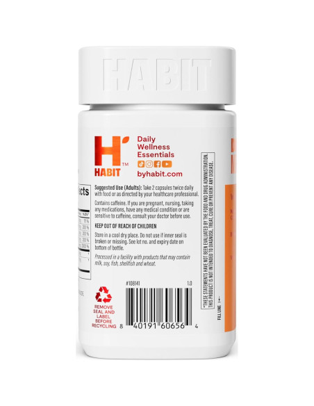 Suplemento Energía Habit 2 Paquete (120 Cápsulas) Vegano