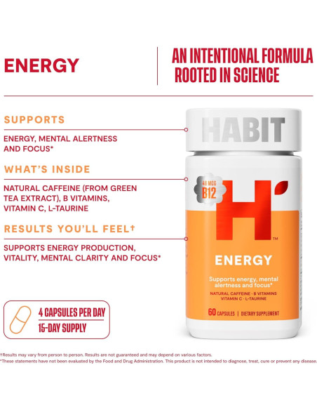 Suplemento Energía Habit 2 Paquete (120 Cápsulas) Vegano