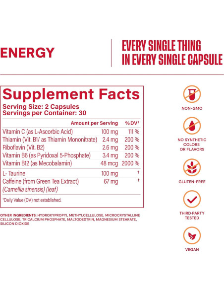 Suplemento Energía Habit 2 Paquete (120 Cápsulas) Vegano