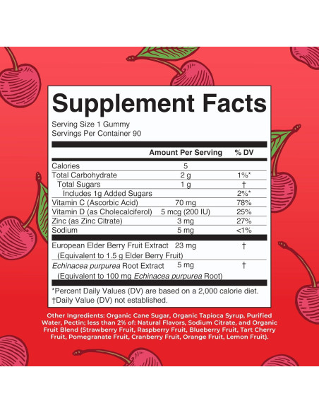 Gomitas de Inmunidad Mary Ruth 90 Unidades Cereza Veganas