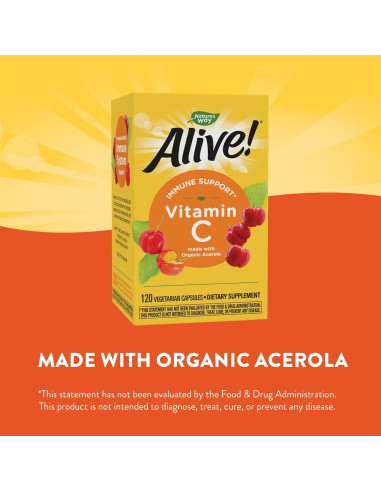 Suplemento Vitamina C Alive! Nature's Way 120 Cápsulas Orgánicas