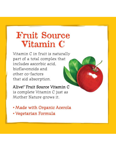 Suplemento Vitamina C Alive! Nature's Way 120 Cápsulas Orgánicas