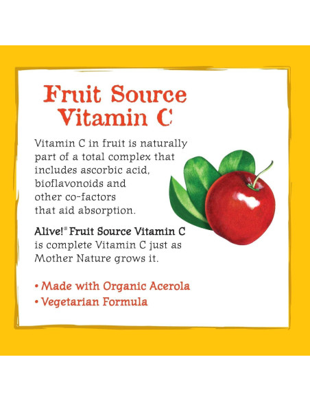 Suplemento Vitamina C Alive! Nature's Way 120 Cápsulas Orgánicas