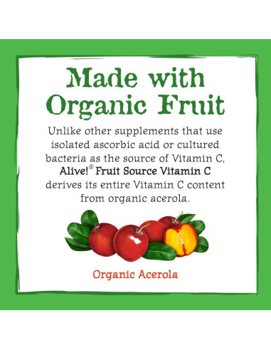 Suplemento Vitamina C Alive! Nature's Way 120 Cápsulas Orgánicas