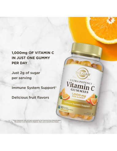 Gomitas de Vitamina C Solgar 1000mg Sabor Naranja Ácida 60 Porciones