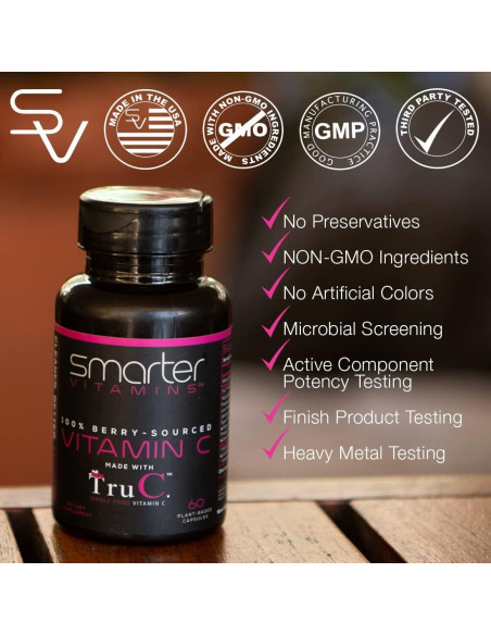 Vitamina C Natural SmarterVitamins 180 Cápsulas Veganas