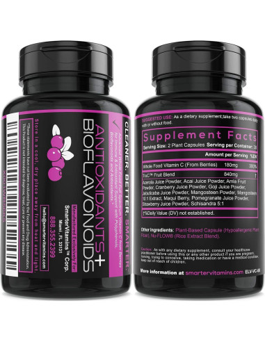 Vitamina C Natural SmarterVitamins 180 Cápsulas Veganas