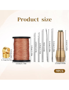 Kit de Agujas de Coser de Cuero EupHHonycs - 9 Piezas con Hilo 45m 2