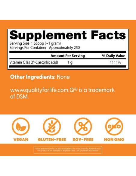 Polvo de Vitamina C Doctor's Best con Q-C 250g - Antioxidante Polvo de Vitamina C Doctor's Best con Q-C 250g - Antioxidante