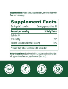 MegaFood Vitamina C Liposomal 1000mg - 120 Cápsulas 2