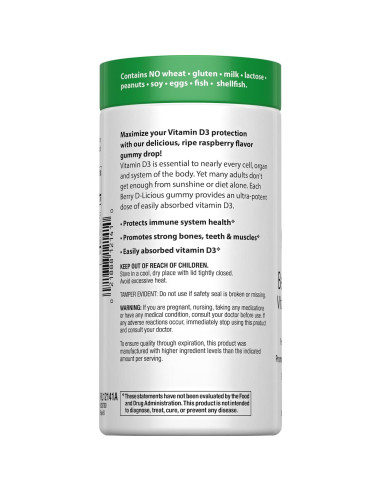 Gominolas de Vitamina D3 Rainbow Light 2,500 IU - 50 Unidades