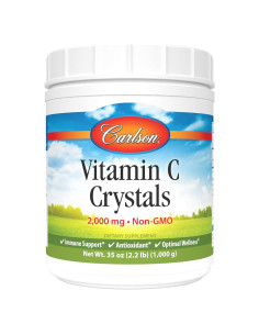 Cristales de Vitamina C Carlson 2000 mg 1000 g No-OGM
