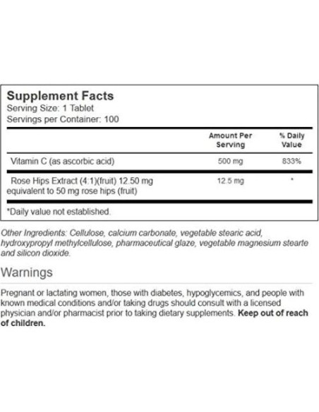 Vitacost Vitamina C con Escaramujo 500 mg - 100 Tabletas Vitacost Vitamina C con Escaramujo 500 mg - 100 Tabletas
