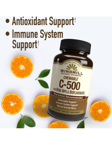Vitaminas Naturales Windmill Vitamina C 500 mg Masticable 50 Tabletas