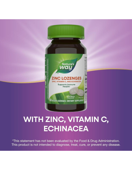 Pastillas de Zinc Nature's Way 23 mg + Vitamina C 100 mg 60 Unidades Pastillas de Zinc Nature's Way 23 mg + Vitamina C 100 mg 60 Unidades