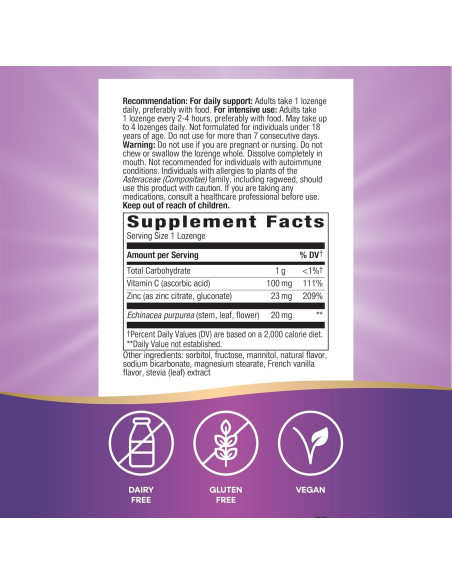 Pastillas de Zinc Nature's Way 23 mg + Vitamina C 100 mg 60 Unidades Pastillas de Zinc Nature's Way 23 mg + Vitamina C 100 mg 60 Unidades